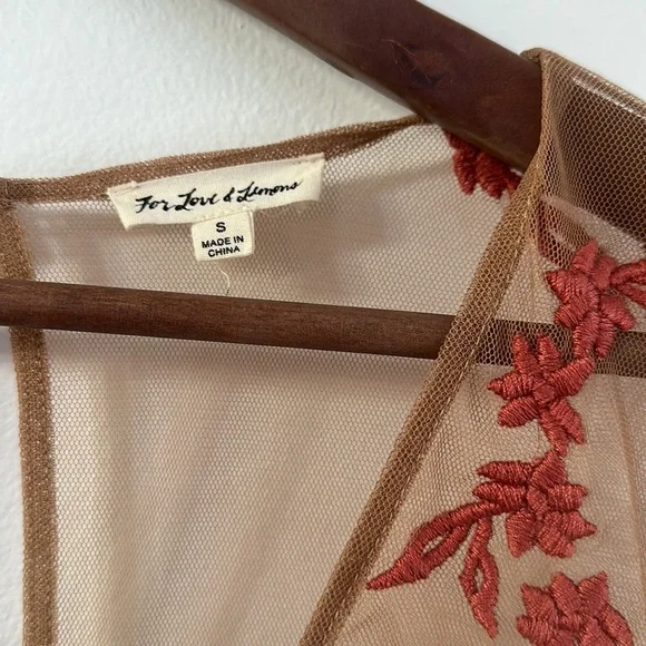 For Love And Lemons Long Sleeve Dress in Cream and Red - Picture 7 of 9